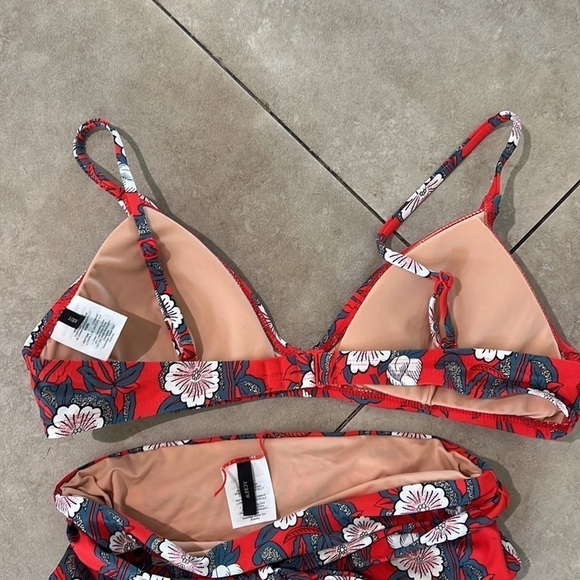 J Crew Poppy Print Red High Waist Bikini - Top is MEDIUM, BOTTOM is X-SMALL - Picture 8 of 10